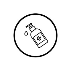 Disinfection. Hand sanitizer bottle icon, washing gel. Vector illustrationDisinfection. Hand sanitizer bottle icon, washing gel. Vector illustration	
