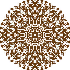 Deep Brown Color Mandala Pattern.Floral Circular Pattern Design.Floral Circular Pattern Design.