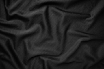 Fototapeta premium Background texture black cloth. Abstract dark wavy soft. Fabric is wrinkled. Fashion luxury style.