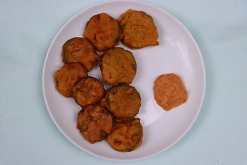 Sponge gourd fritters or gilki ka pakora, Indian food