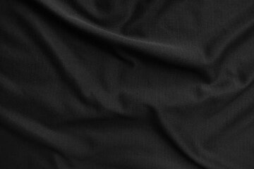 Background texture black cloth. Abstract dark wavy soft. Fabric is wrinkled. Fashion luxury style.