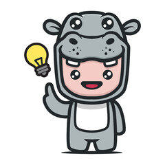 Cute Hippo mascot with school student theme design illustration