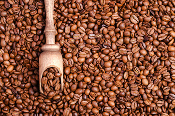 Roasted coffee beans.