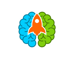 Brain with rocket in the middle