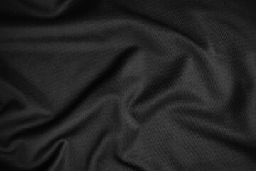 Fototapeta premium Background texture black cloth. Abstract dark wavy soft. Fabric is wrinkled. Fashion luxury style.