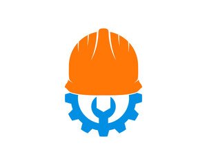 Fototapeta premium Safety helmet with gear and wrench