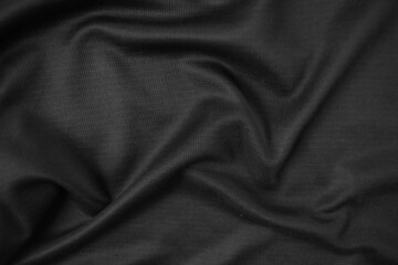 Fototapeta premium Background texture black cloth. Abstract dark wavy soft. Fabric is wrinkled. Fashion luxury style.