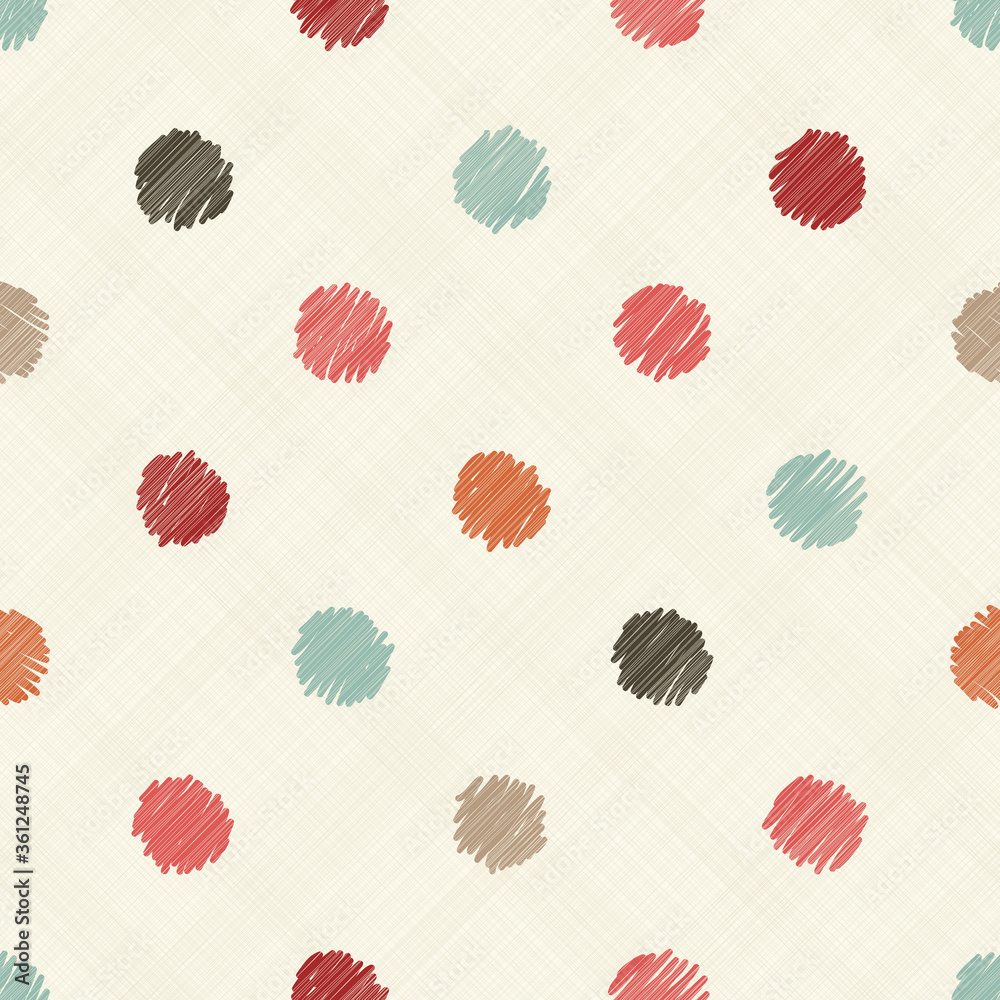 Aufkleber Seamless pattern with hand drawn colorful polka dots on texture background. Endless pattern can be used for ceramic tile, wallpaper, wrapping paper, invitation card, textile, web page background