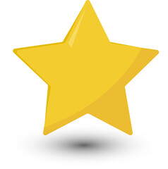 The yellow star rating glowing emoticon flat. vector illustration