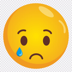 The yellow face emoji glowing sad Emoticon flat. vector illustration