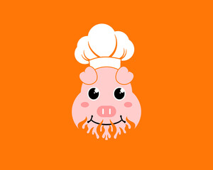 Fire pig with chef hat