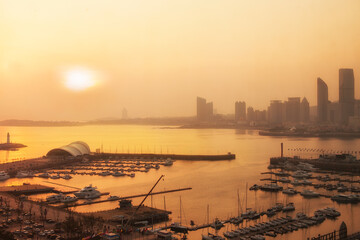 Fototapeta premium sunset over the harbor