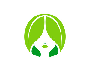 Circle leaf with women face inside