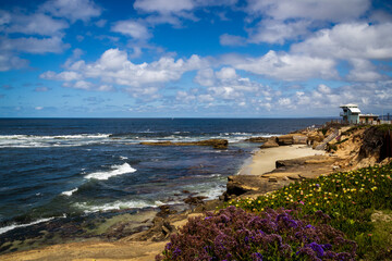 Empty beach at the La Jolla cove California, due to covid-19 pandemic 