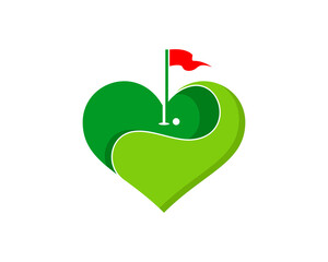 Love golf sport with heart shape