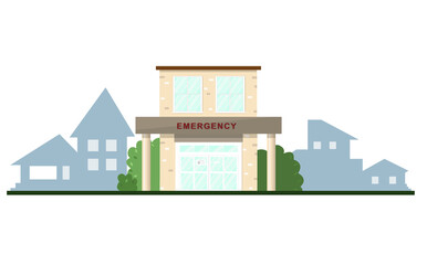 Local hospital building in flat style. Village medical office Isolated vector illustration