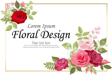 Flowers set. The rose elegant card. Vector illustration.