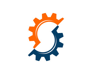 Two gears form a S letter
