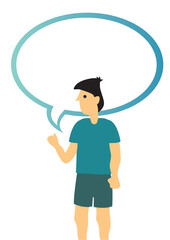 Casual man talk with an empty speech bubble. Isolated flat illustration.