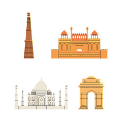 India landmarks places vector design