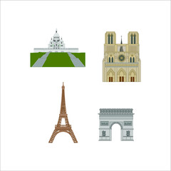 famous buildings of paris city. illustration for web and mobile design.