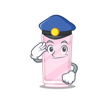 A handsome Police officer cartoon picture of perfume with a blue hat