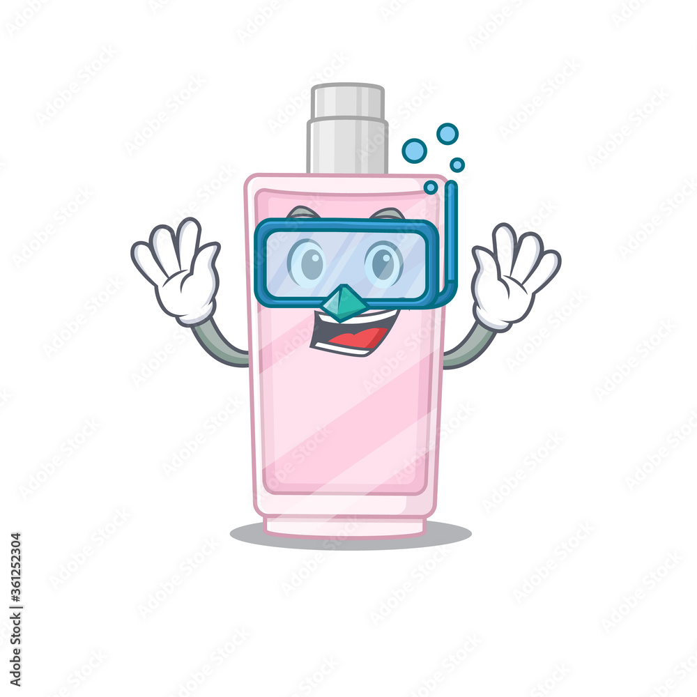 Wall mural Perfume mascot design swims with diving glasses