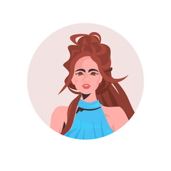 brown hair young woman profile avatar beautiful girl face female cartoon character portrait vector illustration