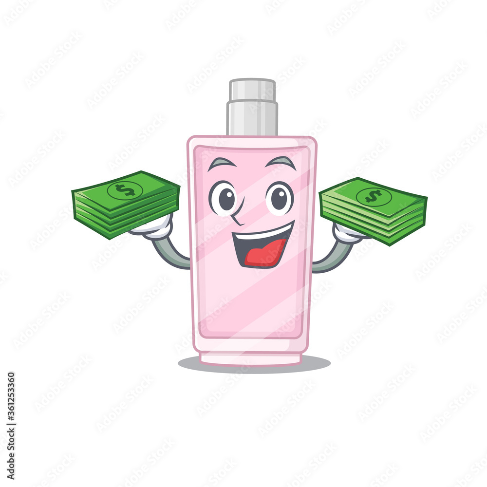 Canvas Prints a wealthy perfume cartoon character having much money on hands