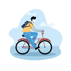 man avatar on bicycle, riding bike