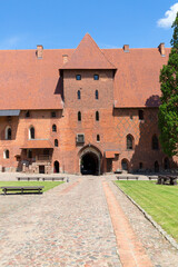 Fototapeta na wymiar 13th century Malbork Castle, medieval Teutonic fortress on the Nogat River, Malbork, Poland