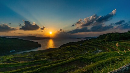 土谷棚田の夕日