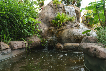 Waterfall fountain for tropical garden decoration