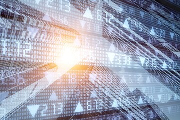 Modern city buildings with analytic illustration