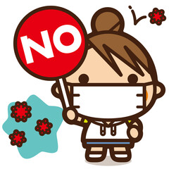 がっこうKids　ウイルスなんかに負けない！ノーをかかげた女子