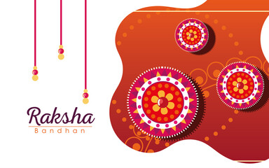 Raksha bandhan red mandala flowers wristbands vector design