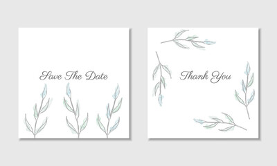Vector watercolour card template with green branches