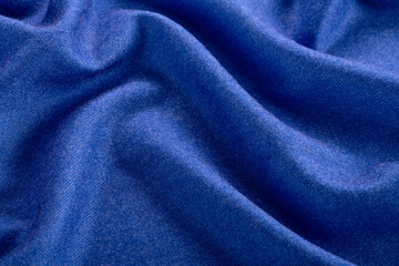 Fototapeta na wymiar Cashmere texture. Textile blue background close-up.