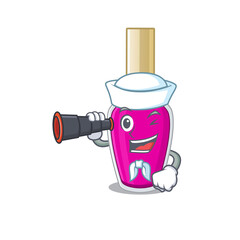 A cartoon image design of pink nail polish Sailor with binocular