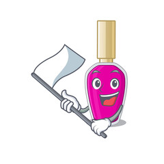 A brave pink nail polish mascot character design holding a white flag