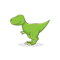 Cute Tyrannosaurus Rex isolated on white background. Funny dinosaur t-rex stands on white background. T-shirt print design for kid clothes. Vector illustration.
