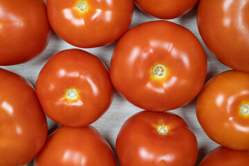 Tomatoes on bleached wood. Background on the theme of tomatoes.