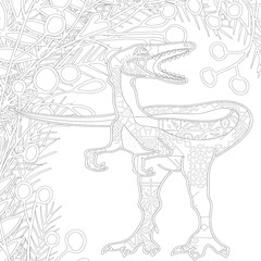 Spinosaurus Dinosaur. Dino Coloring Pages. Animal coloring book pages for Adults.