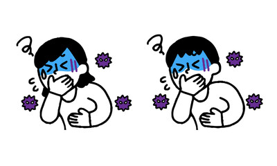 ウイルス吐き気がする男性女性（シンプル）