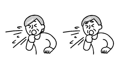 咳をするシニア男性女性セット（シンプル）