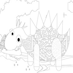 Spinosaurus Dinosaur. Dino Coloring Pages. Animal coloring book pages for Adults.