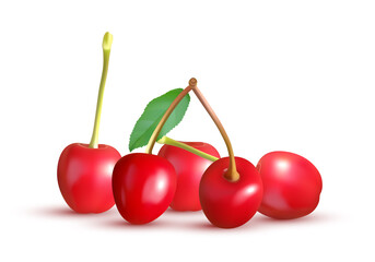 red cherries isolated on white background