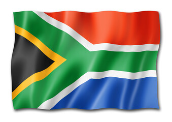 South African flag isolated on white