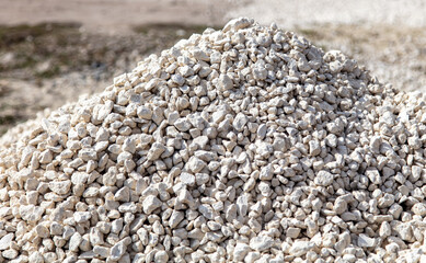 Stone gravel at a construction site as a background.