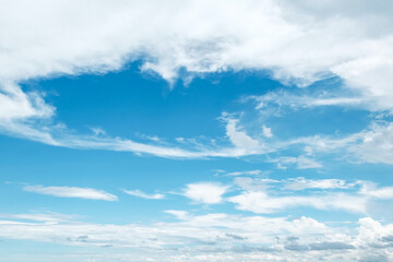 Naklejka na ściany i meble blue sky with clouds over the sea, nature weather sky background